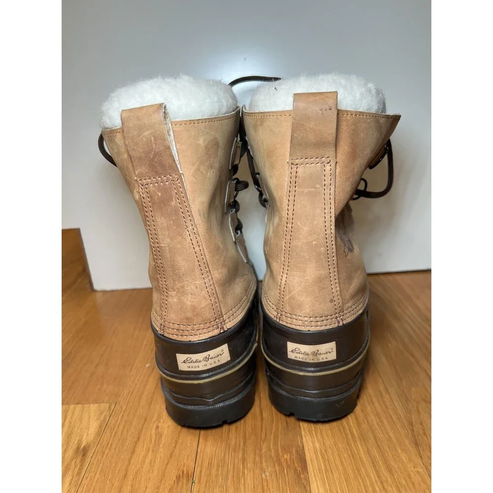 Vintage Eddie Bauer Boots Mens Size 8 Brown Leather Duck Snow Insulated USA